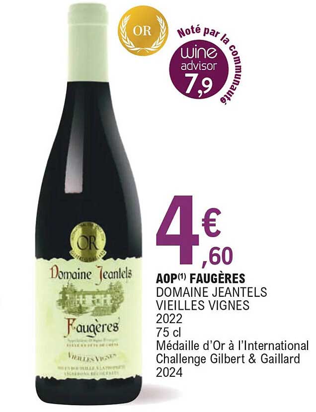 aop faugères domaine jeantels vieilles vignes 2022