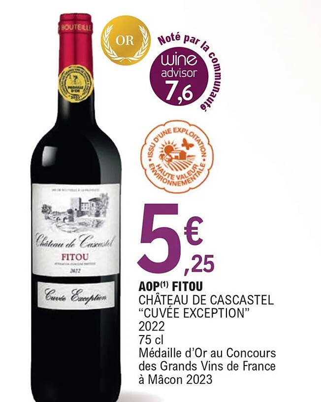 aop fitou château de cascatel "cuvée exception" 2022