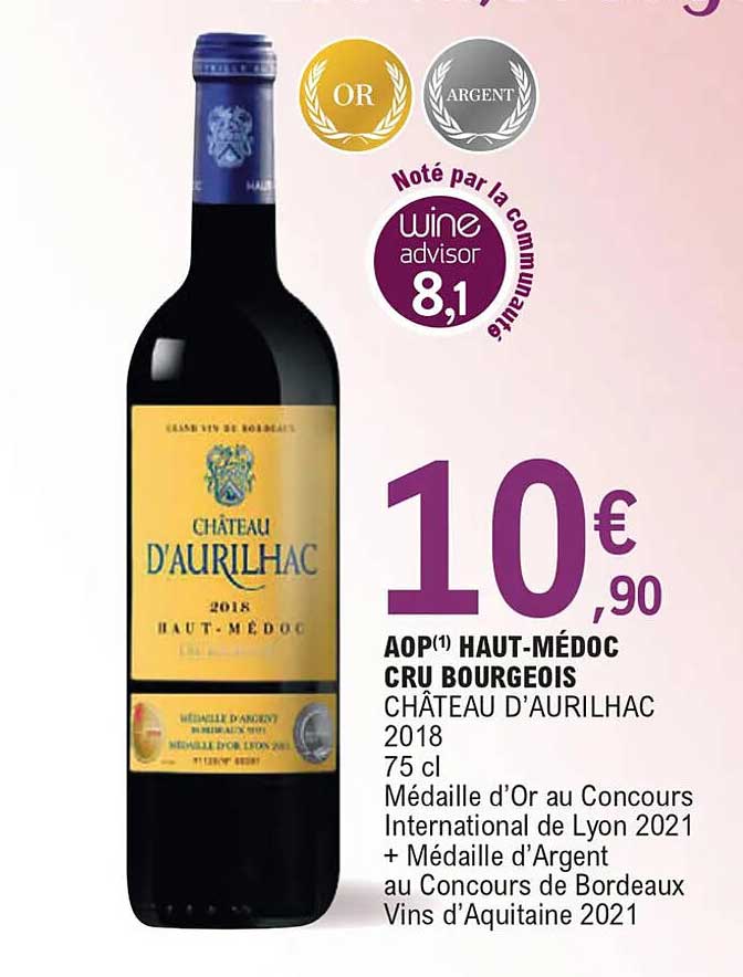 aop haut-médoc cru bourgeois château d'aurilhac 2018