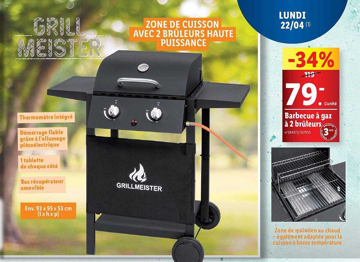 barbecue à gaz à 2 brûleurs