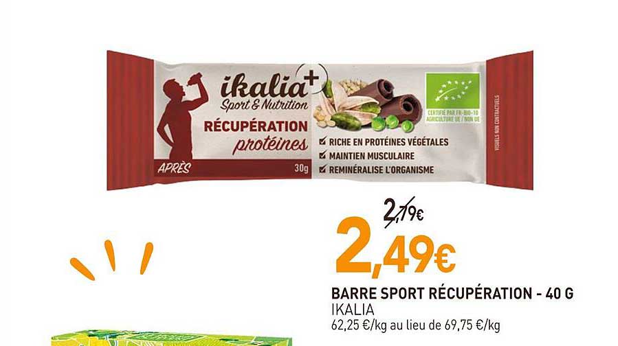 barre sport récupération ikalia - 40 g