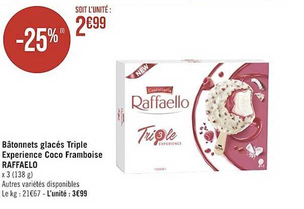 bâtonnets glacés triple expérience coco framboise raffaelo