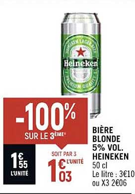 Bière Blonde 5% Vol Heineken