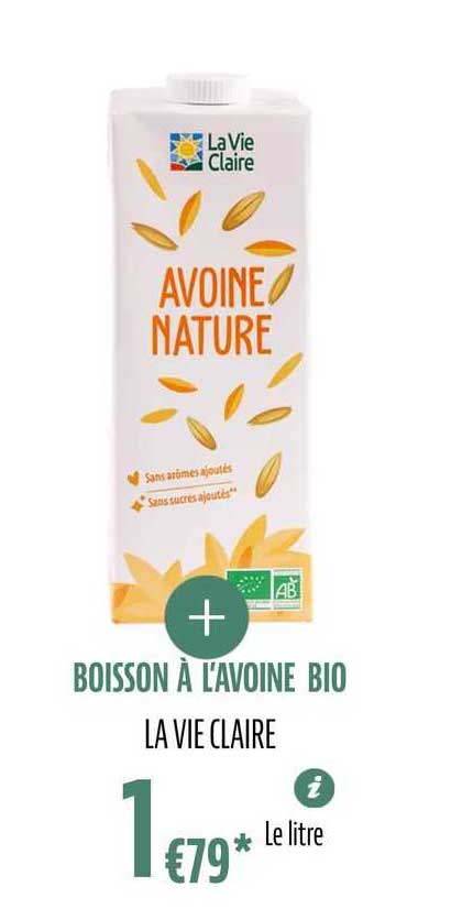boisson à l'avoine bio la vie claire