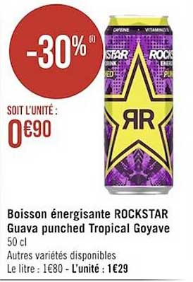 Boisson énergisante Rockstar Guava Punched Tropical Goyave