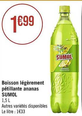 boisson légèrement pétillante ananas sumol