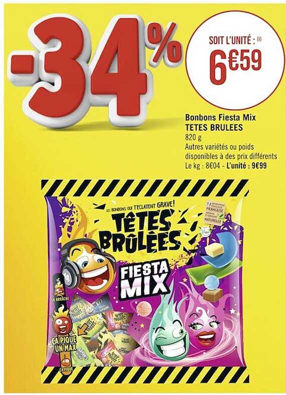 bonbons fiesta mix tetes brulees