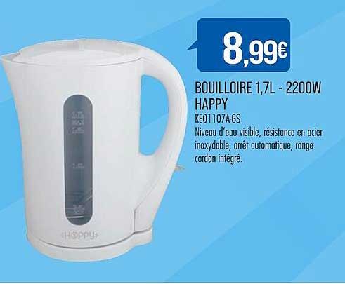 bouilloire 1,7 l - 2200w happy