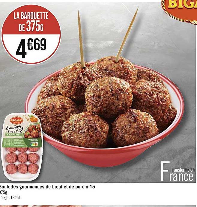 boulettes gourmandes de bœuf et de porc x15