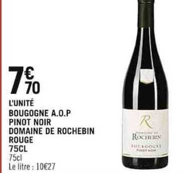 bourgogne a.o.p. pinto noir domaine de rochebin rouge