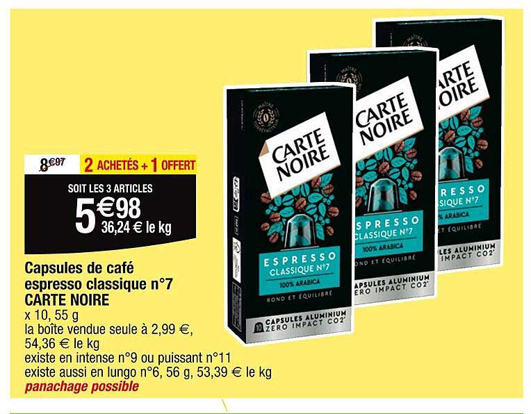 Capsules De Café Espresso Classique N°7 Carte Noire