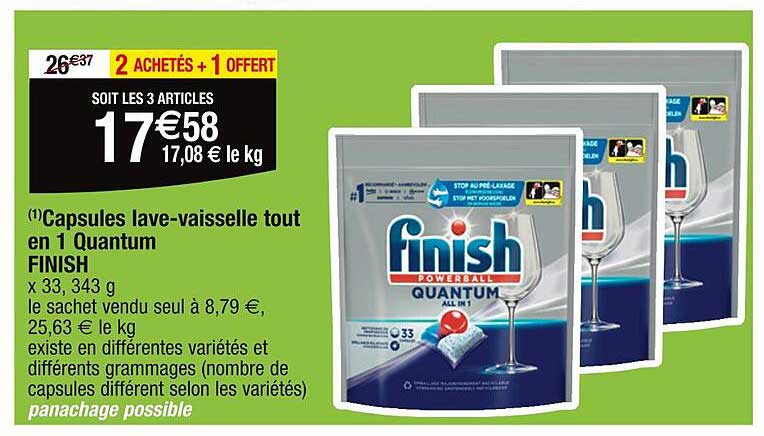 capsules lave-vaisselle tout en 1 quantum finish