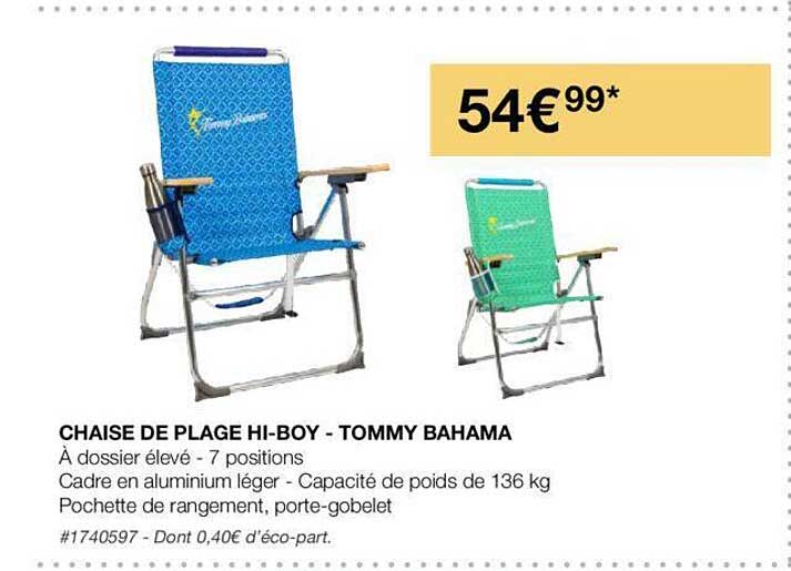 chaise de plage hi-boy - tommy bahama