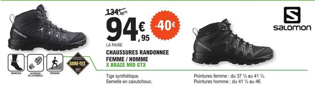 chaussures randonnée femme / homme x braze mid gtx salomon