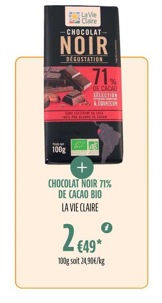 Chocolat Noir 71% De Cacao Bio La Vie Claire