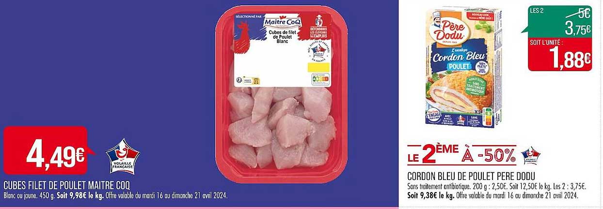 cubes filet de poulet maitre coq cordon bleu de poulet pere dodu