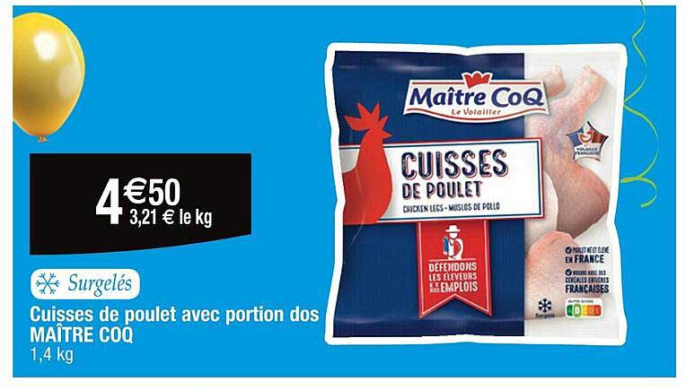 cuisses de poulet avec portion dos maître coq