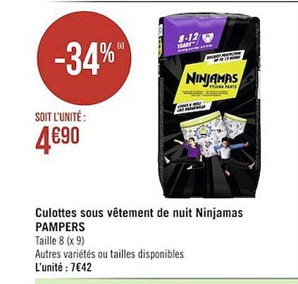 culottes sous vêtement de nuit ninjamas pampers