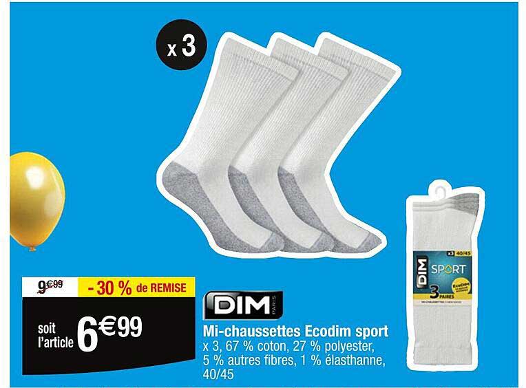 dim mi-chaussettes ecodim sport