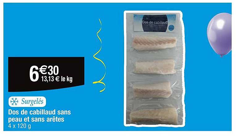 dos de cabillaud sans peau et sans arêtes