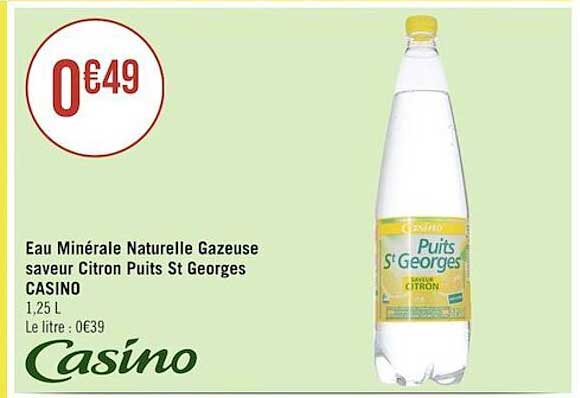 eau minérale naturelle gazeuse saveur citron puits st georges casino