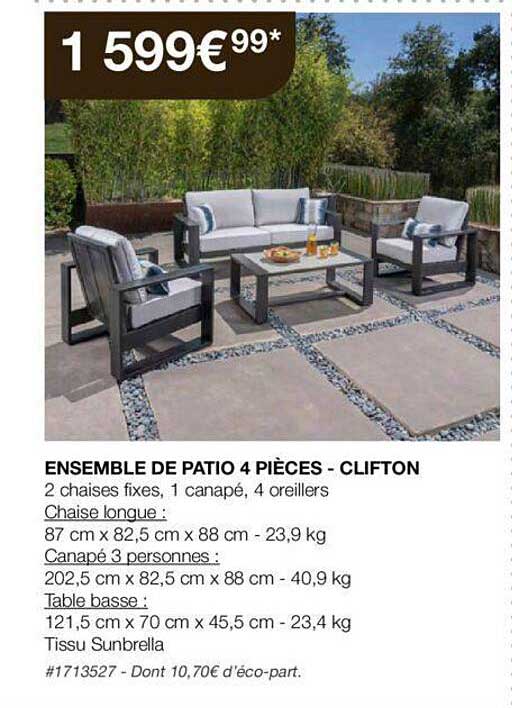 ensemble de patio 4 pièces - clifton