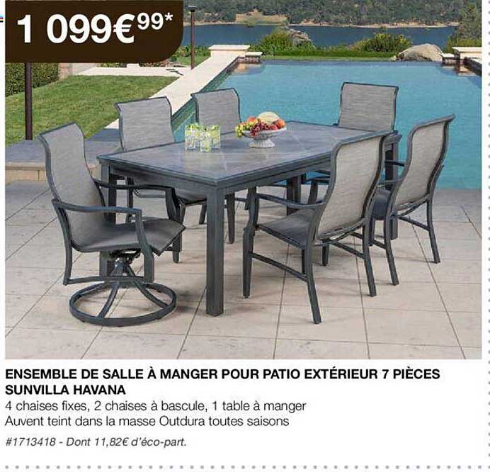 ensemble de salle à manger pour patio extérieur 7 pièces sunvilla havana