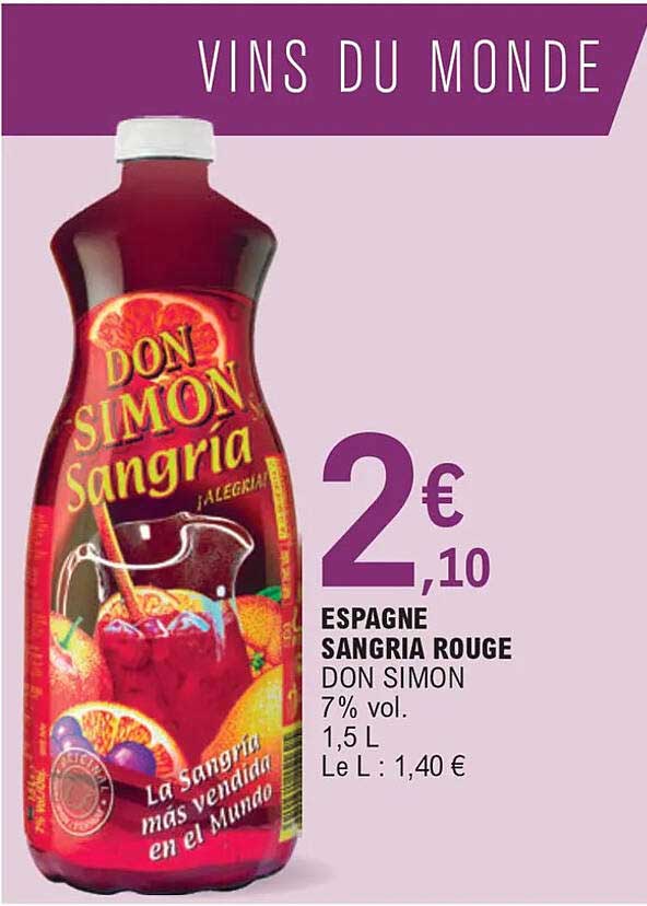 espagne sangria rouge don simon