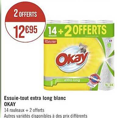 essuie-tout extra long blanc okay
