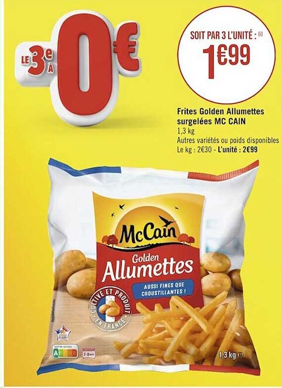 frites golden allumettes surgelées mc cain