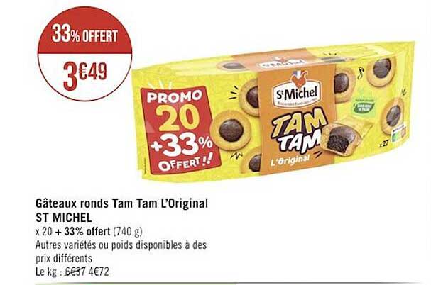 gâteaux ronds tam tam l'original st michel