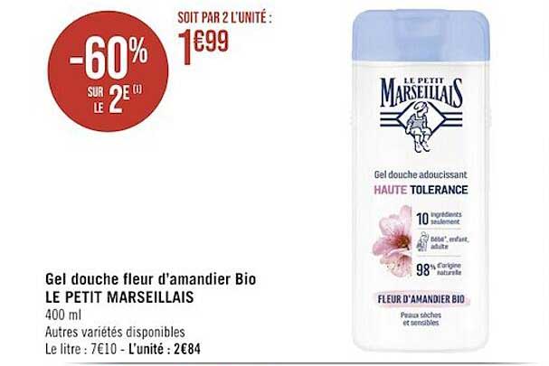 gel douche fleur d'amandier bio le petit marseillais