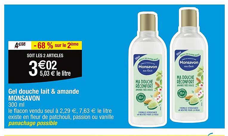 Gel Douche Lait & Amande Monsavon