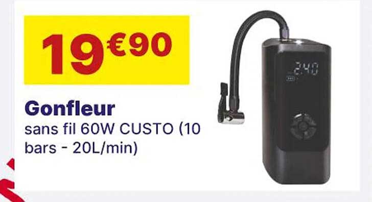 gonfleur sans fil 60 w custo (10 bars - 20 l/min)