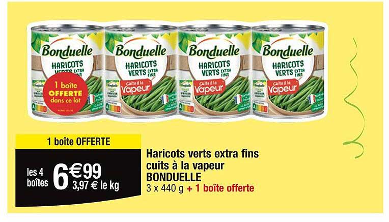 Haricots Verts Extra Fins Cuits à La Vapeur Bonduelle
