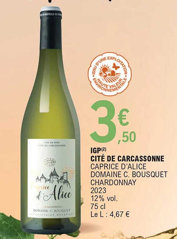 igp cité de carcassonne caprice d'alice domaine c. bousquet chardonnay 2023