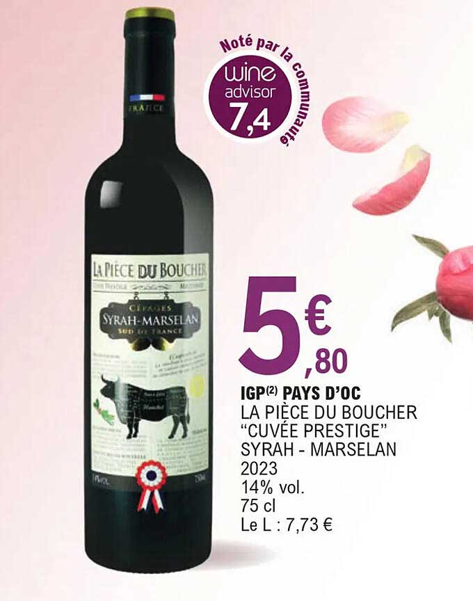 Igp Pays D'oc La Pièce Du Boucher "cuvée Prestige" Syrah - Marselan 2023