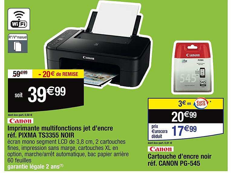 imprimante multifonctions jet d'encre canon, cartouche d'encre noir canon