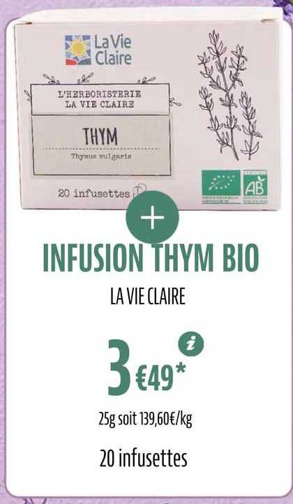 Infusion Thym Bio La Vie Claire