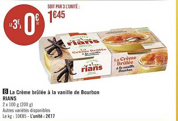 la crème brûlée à la vanille de bourbon rians