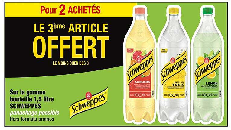 la gamme bouteille 1,5 litre schweppes