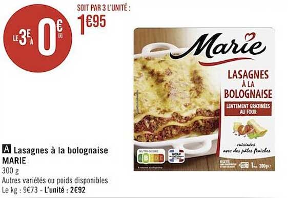 Lasagnes à La Bolognaise Marie