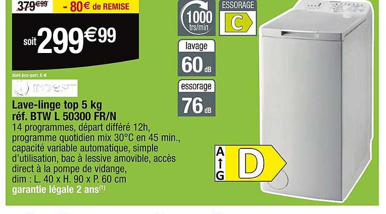 lave-linge top 5 kg indesit