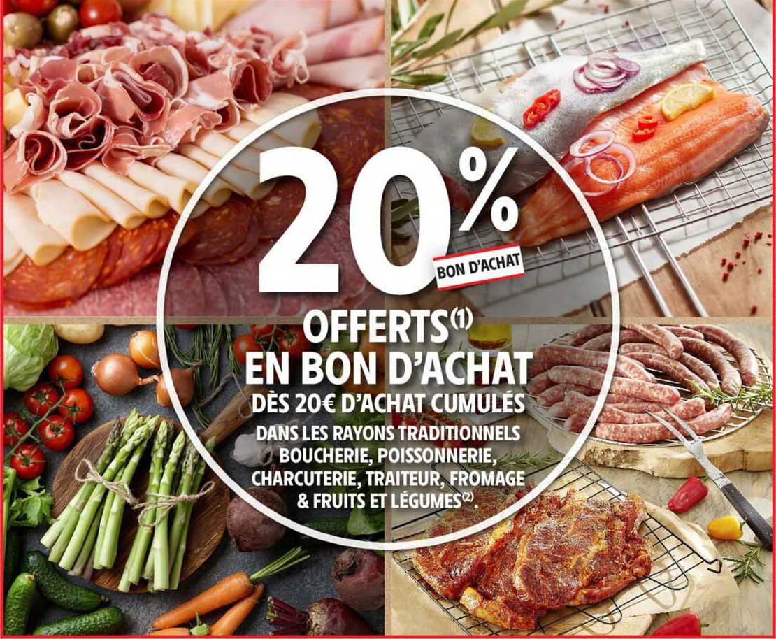 les rayons traditionnels boucherie, poissonnerie, charcuterie, traiteur, fromage & fruits et légumes