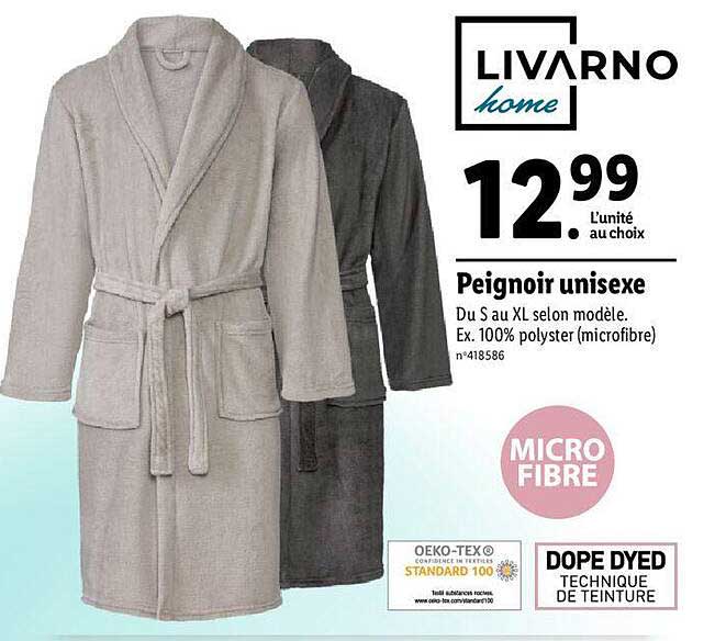 livarno home peignoir unisexe