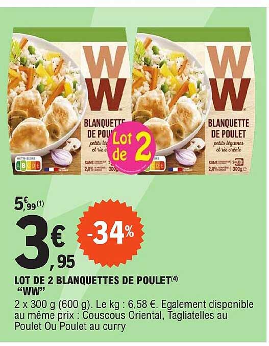 lot de 2 blanquettes de poulet "ww"