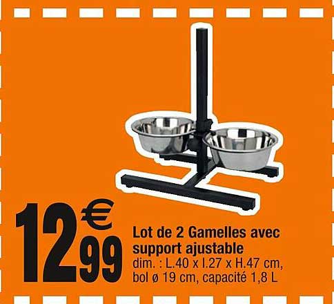 lot de 2 gamelles avec support ajustable