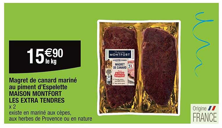 magret de canard mariné au piment d'espelette maison montfort les extra tendres