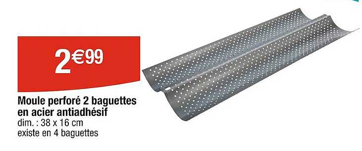 moule perforé 2 baguettes en acier antiadhésif