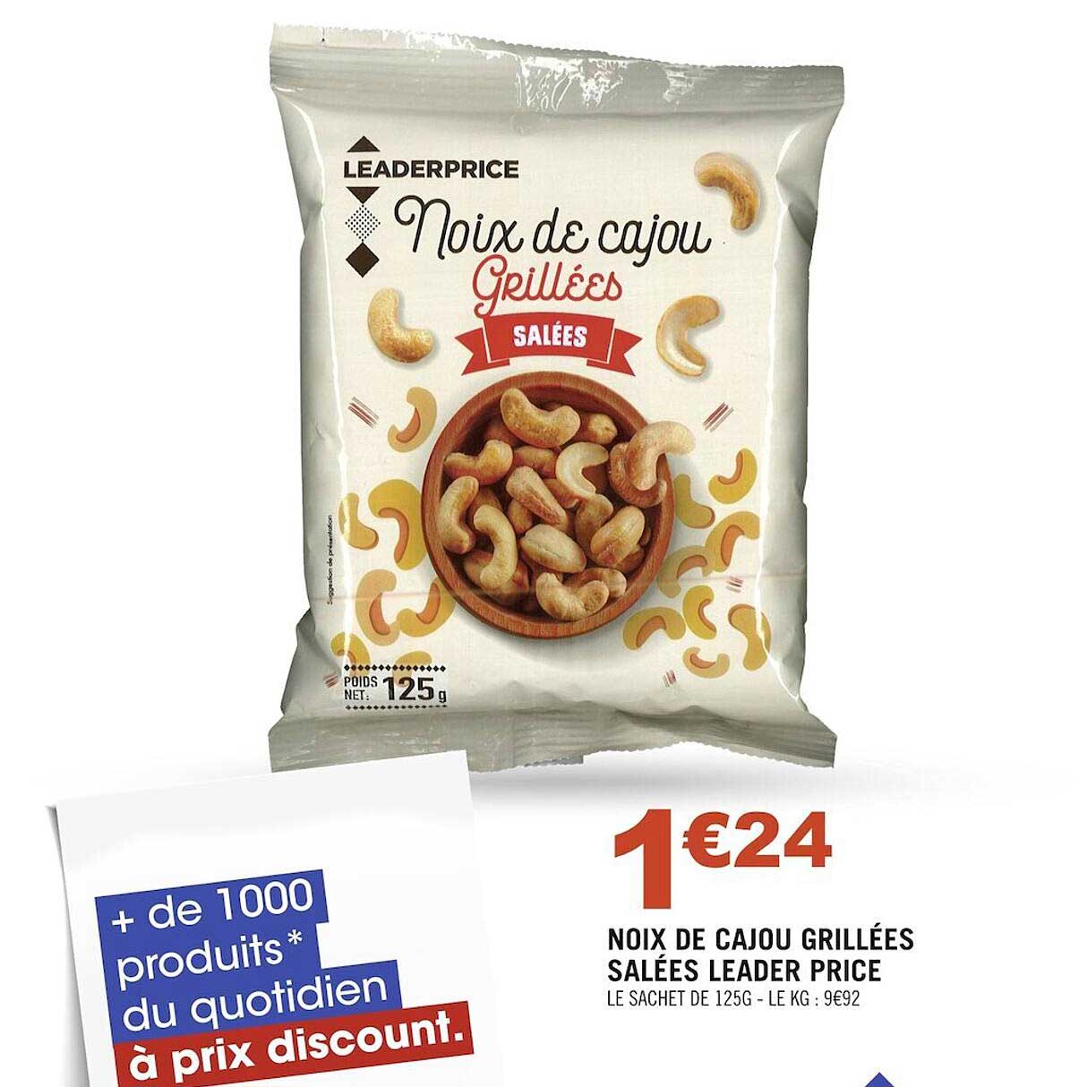 noix de cajou grillées salées leader price